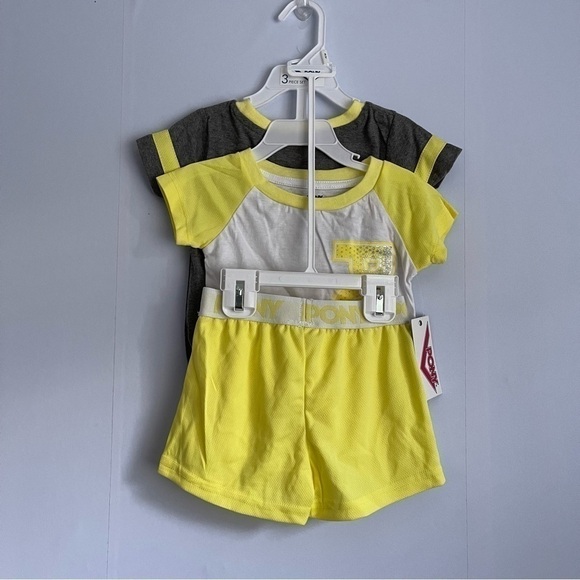 NEW Pony Yellow Gray Active Shirt and Short Set US 3T - Picture 2 of 8
